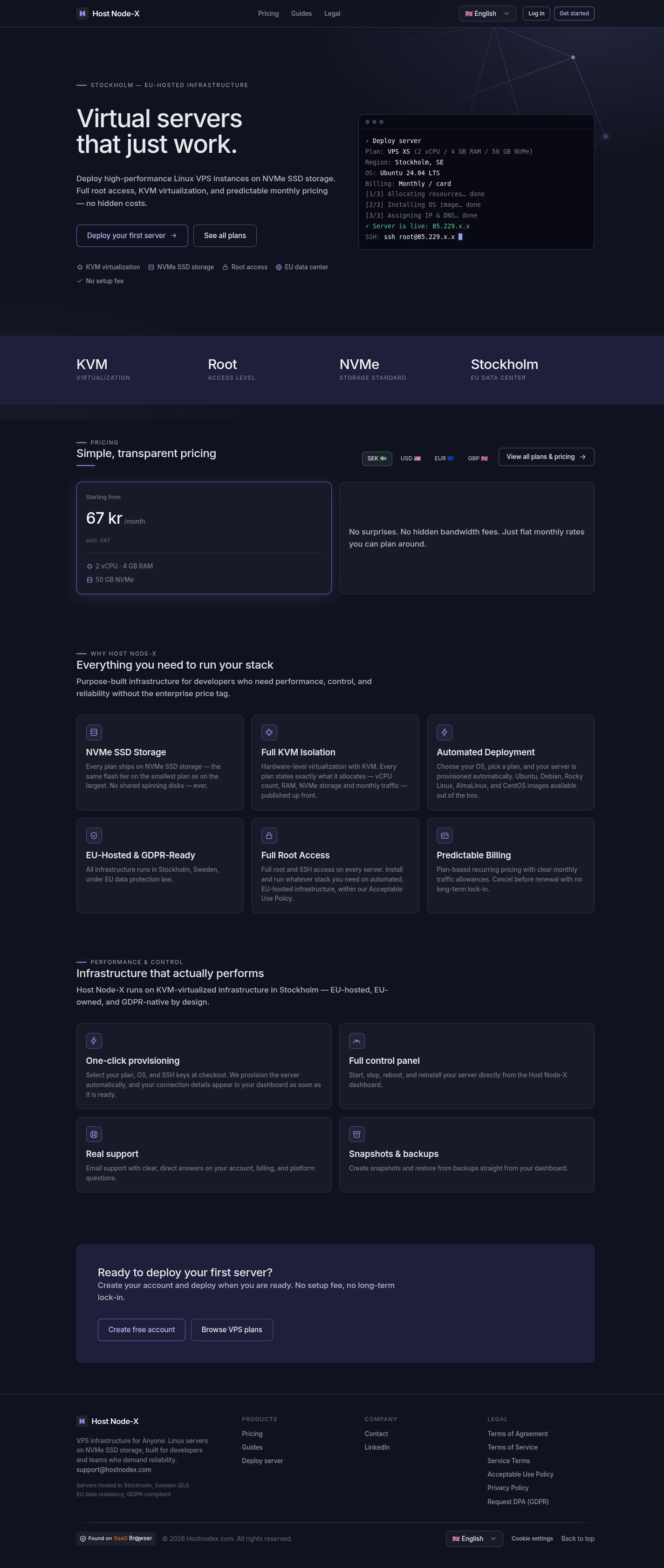 The full HostNodex landing page.