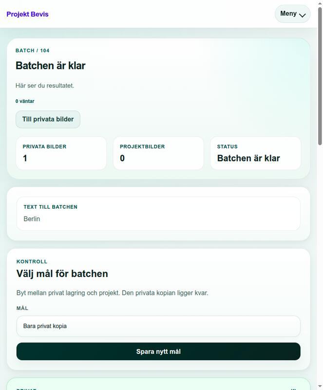 The screen where an incoming batch is routed to a private book or an organisation project.